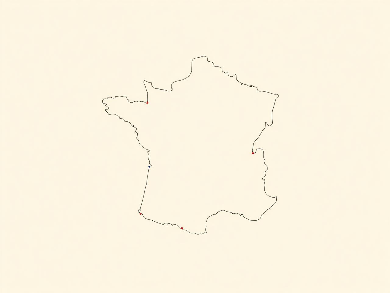 Carte de France stylisée avec les régions couvertes